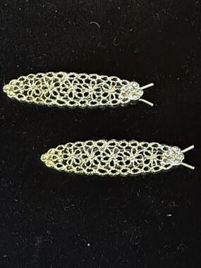 Vintage Silver-tone Floral Filagree hair Clips Barrettes